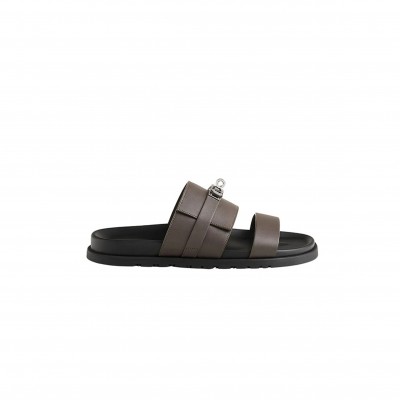 HERMES JACKSON SANDAL IN CALFSKIN WITH PALLADIUM PLATED BUCKLE 